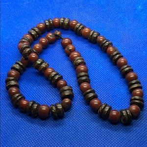 Wooden beaded necklace.